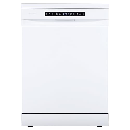 Hisense HS643D10W - Lavavajillas Independiente 60 cm, 3º Bandeja, Bajo consumo, 14 Cubiertos, 7 Programas, 42 dB con modo Lavado Rápido,Inox