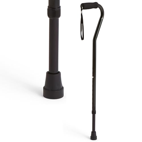 Medline Offset Handle Canes with Comfortable Foam Grip, Black, Lightweight Aluminum - Designed for Enhanced Mobility Support and Stability, 1...