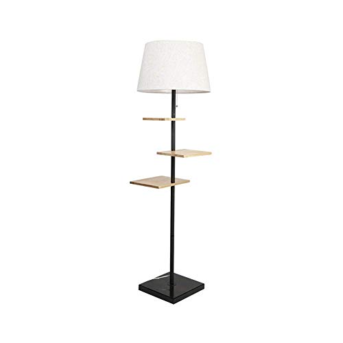 Moderne Stehlampe, Stehlampe mit 3-lagigem Regal, Tageslichtlampe aus Holz für Schlafzimmer, Wohnzimmer, Büro- und Heimdekoration, Leselampe am