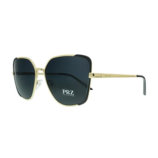 Prada - PR60XS Óculos de sol feminino com olho de gato preto e dourado pálido - 59 mm, Ouro pálido/preto fosco, 59 mm