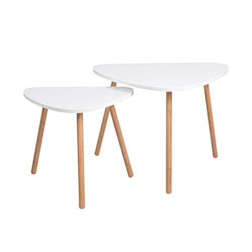 Juego de 2 mesas auxiliares triangulares modernas para sala de estar, decoración del hogar y la oficina, muebles elegantes de perfil bajo