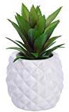 Lvydec Potted Artificial Succulent Decoration, Fake Pineapple Plant for Home Office Tabletop Decoration (White)