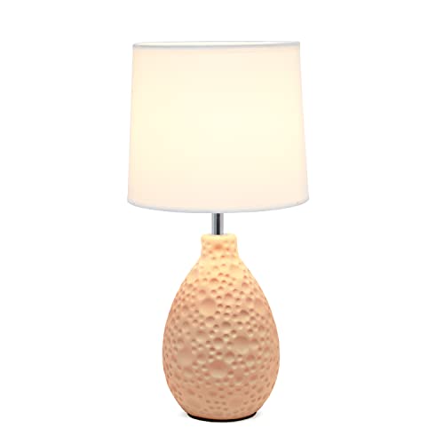 Simple Designs Lt2003-Pnk Textured Stucco Ceramic Oval Table Lamp, Pink #TOP2