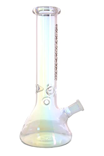 GHETTO SL*T Glasbong von Heisenberg in Rosa bis mehrfarbig schimmernd, Beaker-Bong Höhe 27cm, Schliff 18.8, mit Eisfach… – Bild 3