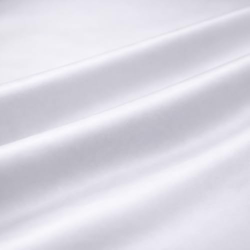 Image of LANE LINEN 100% Cotton Satin Fantasy Bedsheet Double Size - White | OEKO-Tex Certified, 100% Cotton Satin Weave, Fits Double & Queen Bed, Gentle on Skin & Hair, Wrinkle-Free