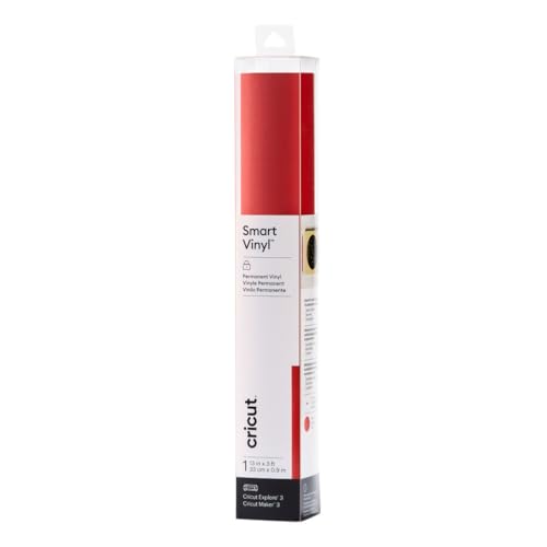 Cricut Smart Permanent Vinyl - Shimmer Red 3ft Roll (13x36) for Explore and Maker 3 - Matless Cutting for Long cuts up to 12ft