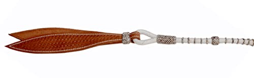 White Nylon Rope with Brown Knots Raw Hide Leather Horse Tack Hand-Braided Romal Romel Reins Hand Made MFN