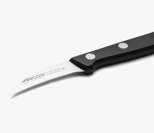 Miniatura 3 de Arcos Cuchillo Pelar Curvo Acero Inoxidable. Cuchillo Cocina Para Pelar Frutas Y Verduras. Mango Ergonómico Polioximetileno Y Hoja 60 Mm. Serie Universal. Color Negro.