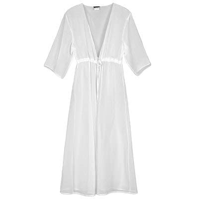 WorldCare® Andzhelika Swimsuit Cover Up Women Beach Cover-Ups Chiffon Long Dress Solid Beach Cardigan Bathing Suit Cover Up Color White Size L250199 | Pack of 1