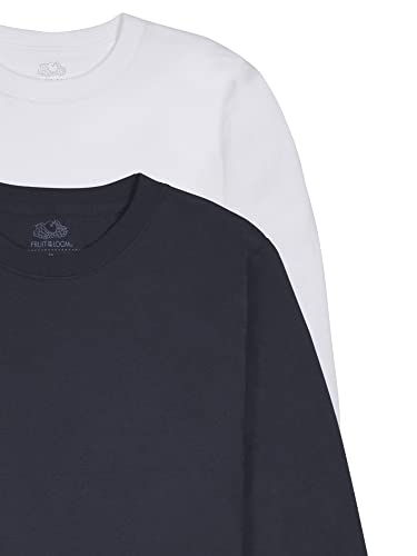 Fruit of the Loom Boys' Solid Multi-Color Soft Long Sleeve T-Shirts, 2 Pack, WHITE/BLACK, Large2