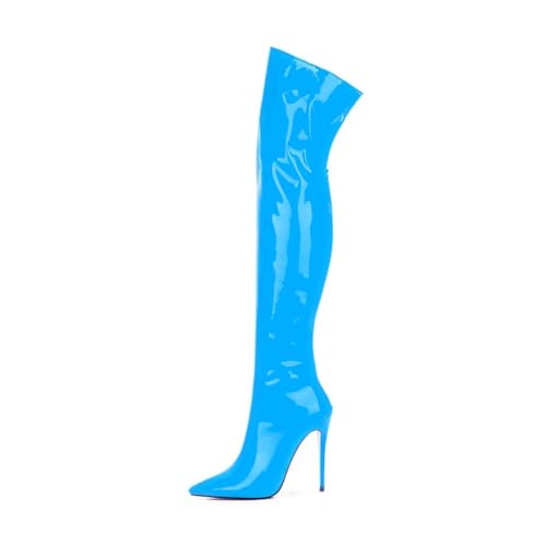 Image of Thigh high boots for women striped Back zipper Burgundy Zebra Print Over the knee Sexy gold white pointed toe Cow Print leopard Magenta stiletto heel