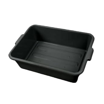 FSE 373-TG-PLBT007B Bus Box, 1 Compartment Plastic Restaurant Bus Tub, Stackable with Integrated Handles, 20-1/2" x 15-1/2" x 7" Deep, Black