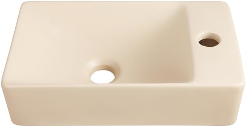 Lavabo de pared rectangular en cerámica beige mate JONATHAN Y SNK1004G-R 2