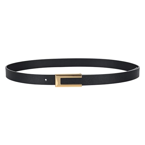 Image of Aurolran Women's Fashion Classic Metal Buckle Leather Belt with Jeans Dress