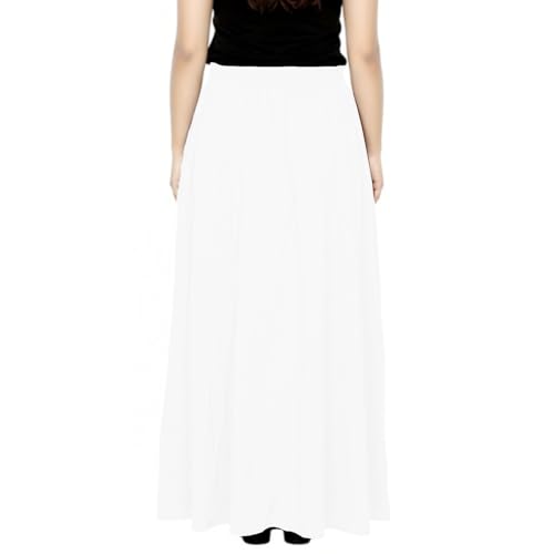 Image of Sttoffa Women Solid Color Maxi Plain Cotton Full Length White Skirt 40 inch Long Cotton Long Skirt