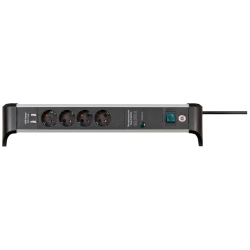 Brennenstuhl Power Extension 1.8 M 4 Ac Outlet(S) Indoor Black, W128442500 (Outlet(S) Indoor Black, Silver)