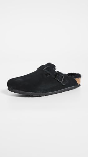Image of Birkenstock Men's Boston Shearling Sandals, Black Black, 12 Medium US