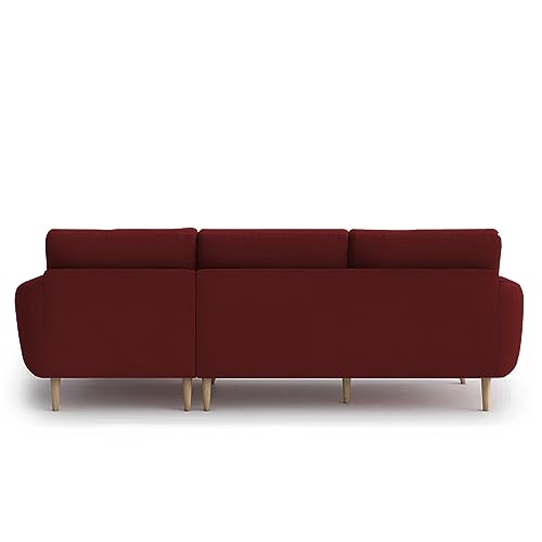 Image of BRAXTON Lindel RHS 4 Seater L Shape Sofa Set for Living Room (Maroon) Premium Velvet Fabric Sofa