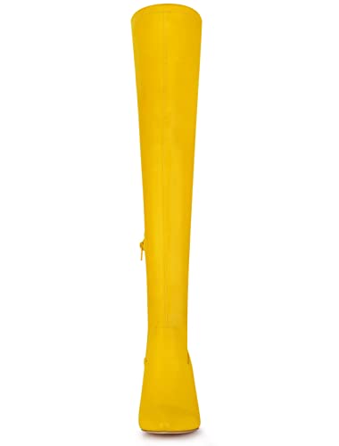Allegra K Women's Thigh High Block Heels Over Knee High Boots3