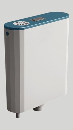 Image of RAYNO 8 LTR Dual Flush Tank - Aqua Green Polypropylene Tank for Toilet Slim Wall Mounted Cistern Top Push Button Flushing Tank with Air Freshener, Complete Set - 35.5L x 11W x 38.5H CM