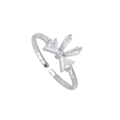 Delicados anillos de lazo de plata, hermosos anillos abiertos de plata para mujeres para reuniones formales