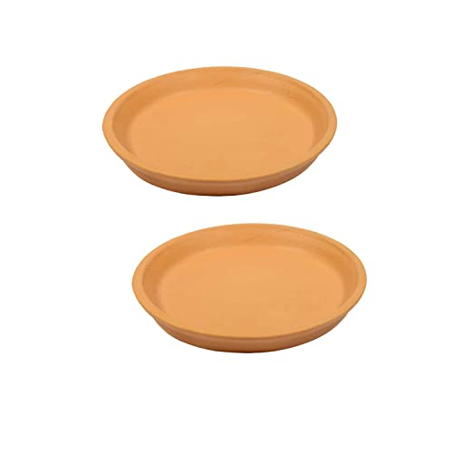 Image of Lasaki Round Ceramic Trays (Plates Saucers) for Pots, planters, Flower, Succulent(Set of 2,Ginger,3.5 inch) R3.5(Plants not Included)