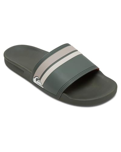 Quiksilver Men's Rivi Slide Open Toe Sandals, Green Orange Green, 6