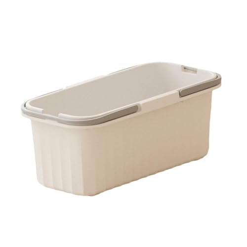 LRXFPIYF Cubo de Limpieza para, contenedor de Almacenamiento a Prueba de Salpicaduras con Plegables, Cubo de Agua, Organizador de Suministros de, Blanco Gris, L