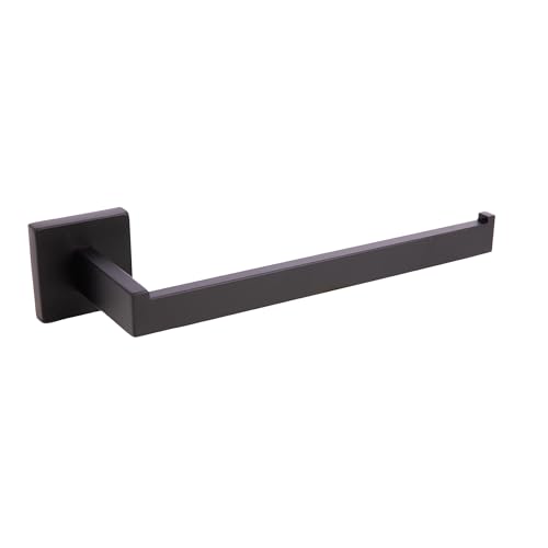 Cofan Toallero Negro Mate atornillado a Pared | Diseño Cuadrado Minimalista | Material: Acero Inoxidable | Kit de fijación Incluido | Medidas: 27 x 8 x 5,5 cm