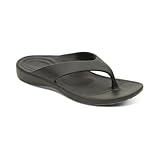 Aetrex Maui Orthopedic Mens Flip Flops - Arch Support Shock Absorption w/UltraSKY EVA Foam Pressure Relief Water-Friendly Flip Flops for Men Black