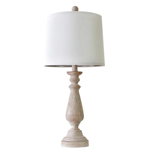 Portres 24.5 Inch Mid Century Single Table Lamp For Living Room Farmhouse Linen Bedside Lamps For Bedroom Kids Room Dorm Office Rustic Lamps For End Table Nigntstand Resin thumb #8