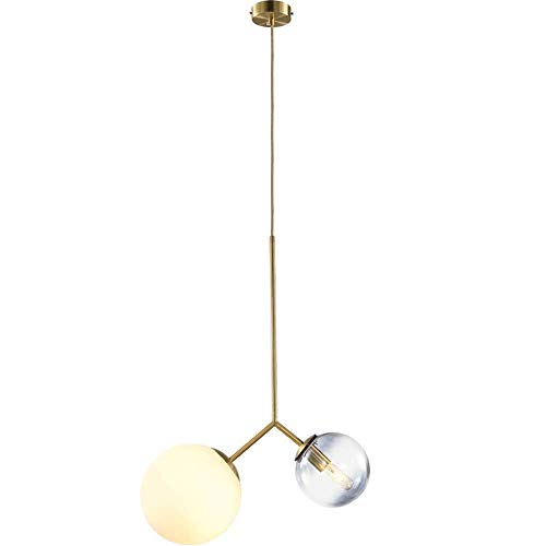 Bu Qi - US Plafon Techo, Lámpara Colgante Moderna Minimalista Bola de Cristal lámpara Creativa Estudio Dormitorio Doble Cabeza Bola lámpara Cocina Isla luz