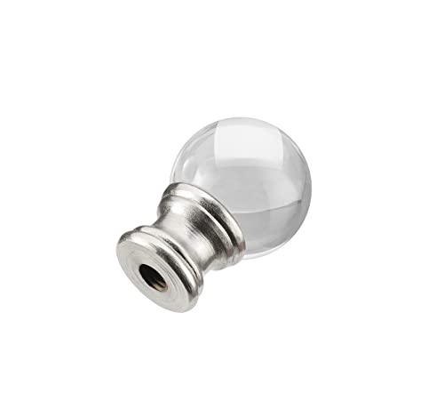 Aspen Creative 24014 Clear Glass Ball Lamp Finial in Nickel Finish, 1 1/2" Tall (1 Pack)