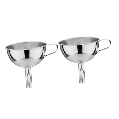 Ciieeo 2pezzi Imbuto in Acciaio Per Olio Colino Da Cucina Manico Ad Anello Imbuto Domestico Per Liquori Filtro Olio