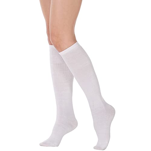 Image of DRESHOW 3 Pairs Cotton Knee High Socks for Women Solid Knit Knee Long Stocking Leg Warmer All Season Gift