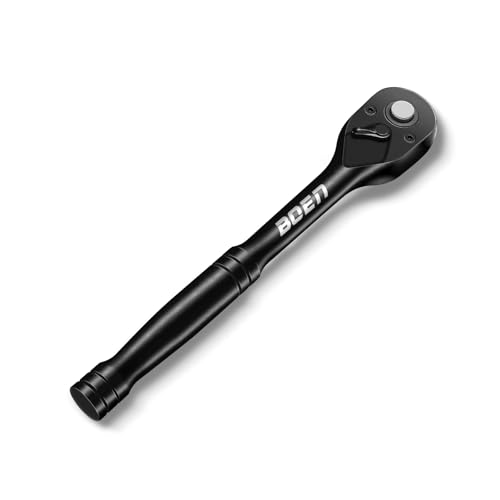 boen 3/8 Inch Drive Ratchet, 72-Tooth Quick-Release Ratchet Wrench, 5-Degree Swing, Reversible,