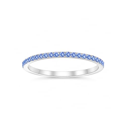 GlameVibe Birthstone Rings For Women, Silver Stackable Cubic Zirconia Stainless Steel Birth Stone Ring To My Daughter/Mom Birthday Unique Gifts Jewelry (03-Silver-March, 7)