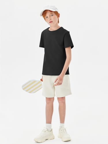 Haloumoning Boys Geometric Texture T-Shirts Kids Fashion Crewneck Short Sleeve Loose Tops Tees 5-14 Years