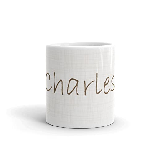 RISH Coffee Tea Mug Ceramic 350 ml | Charles Name Design Printed Cups