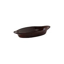 Tuxton China DMN-080 Welsh Rarebit, 8 oz., 8-1/8" x 4-3/8" x 1-1/4"H, Oval, Microwave and Dishwasher Safe, Oven Proof, Fully Vitrified, Ceramic, TuxCare, DuraTux, Mahogany, Pack of 12