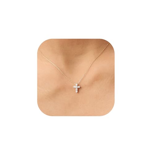 Cross Necklace for Women Cross Choker Datiny Small Cute Sideway Necklaces CZ Layered Faith Pendant Necklace Trendy Religious Jewelry Gift