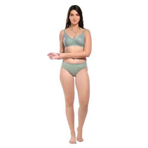 Image of SGC Women Cotton Blend Lingerie Set||Lightly Padded Wirefree Bra & Panty Set||Bridel Set for Women & Girls
