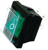 ARCOLECTRIC SWITCHES C1353ALGNE Rocker Switch, DPST, 20A, 250VAC, Green