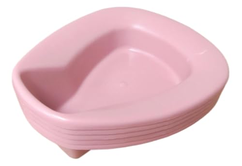 Deluxe Contoured Bedpan for Men and Women, Stackable, Portable Bed Pan for Bed-Bound Patients, Durable, Easy-to-Clean Plastic Bedpan for Hospital or Home Use (Pack of 4) (Rose)