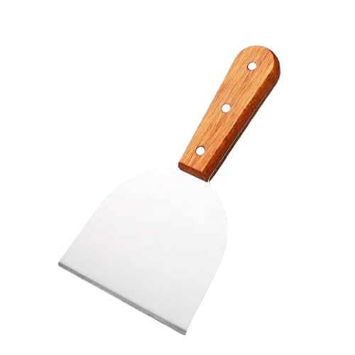 Cyoufine Middle Wide Griddle Scraper 4 x 4 Smashed Burger Blade Scraper Grill Scraper Spatula Burger Turner Wooden Handle Professional Grade Barbecue Grill Accessories