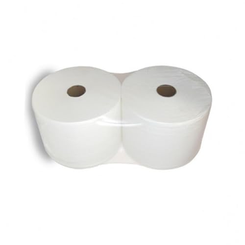 Bobinas de Papel Industrial Pasta Celulosa 100% | Pack de 2 | Acabado Laminado | 2,72 kg Cada una | Peso Real