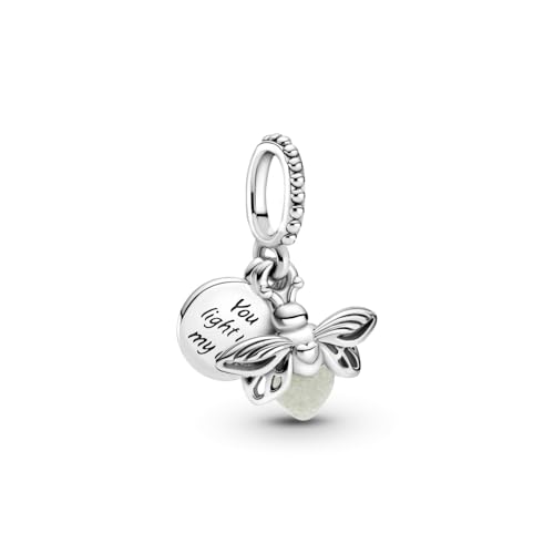 PANDORA Glow-in-the-Dark Firefly Dangle Charm - Compatible Moments Bracelets - Gift for Women - Sterling Silver with Glow-in-the-Dark Glass - with Gift Box2