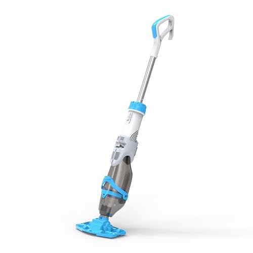 Cordless Pool Vacuum, 40W Strong Suction 18.5 GPM, 60 Mins Runtime, Handheld Rechargeable Pool Cleaner for Above Ground Pools, Spa and Hot Tub, Lightweight Vacuum for Sand, Leaves, Debris
