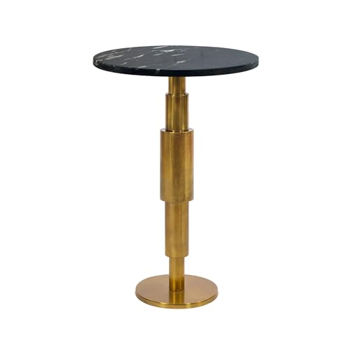 WOHNLING Table d'appoint Marbre ronde 59 cm Table décorative avec plateau en marbre noir - Table...