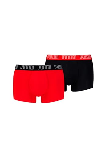 Puma Boxer Trunk Boxershorts Herren Everyday Unterhose Pant Unterwäsche 2er Pack, Farbe: Rot/Schwarz, Bekleidungsgröße:M, Czerwony, M